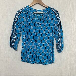 Women's Crown And Ivy Turquoise 3/4 Sleeve Blouse Size XS